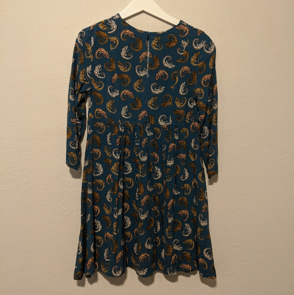 H&M Chameleon Print Shift Dress Teal Sz 10